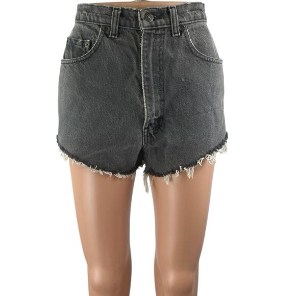 Levi's 531 Womens Black High Waisted Cut Off Frayed Raw Hem Denim Jean Shorts 26 - Picture 1 of 5